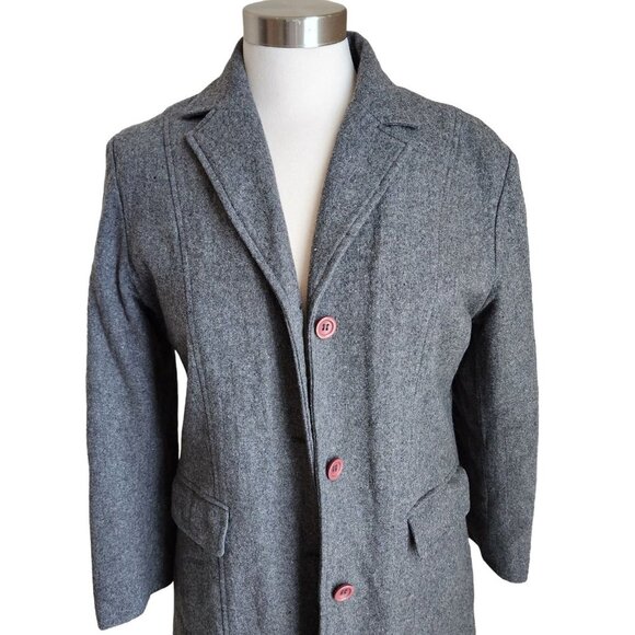 Vintage Wanko Gray Wool Blend Coat Size Large 38 Midi Length‎ Soft Luxe Jacket - Picture 2 of 13